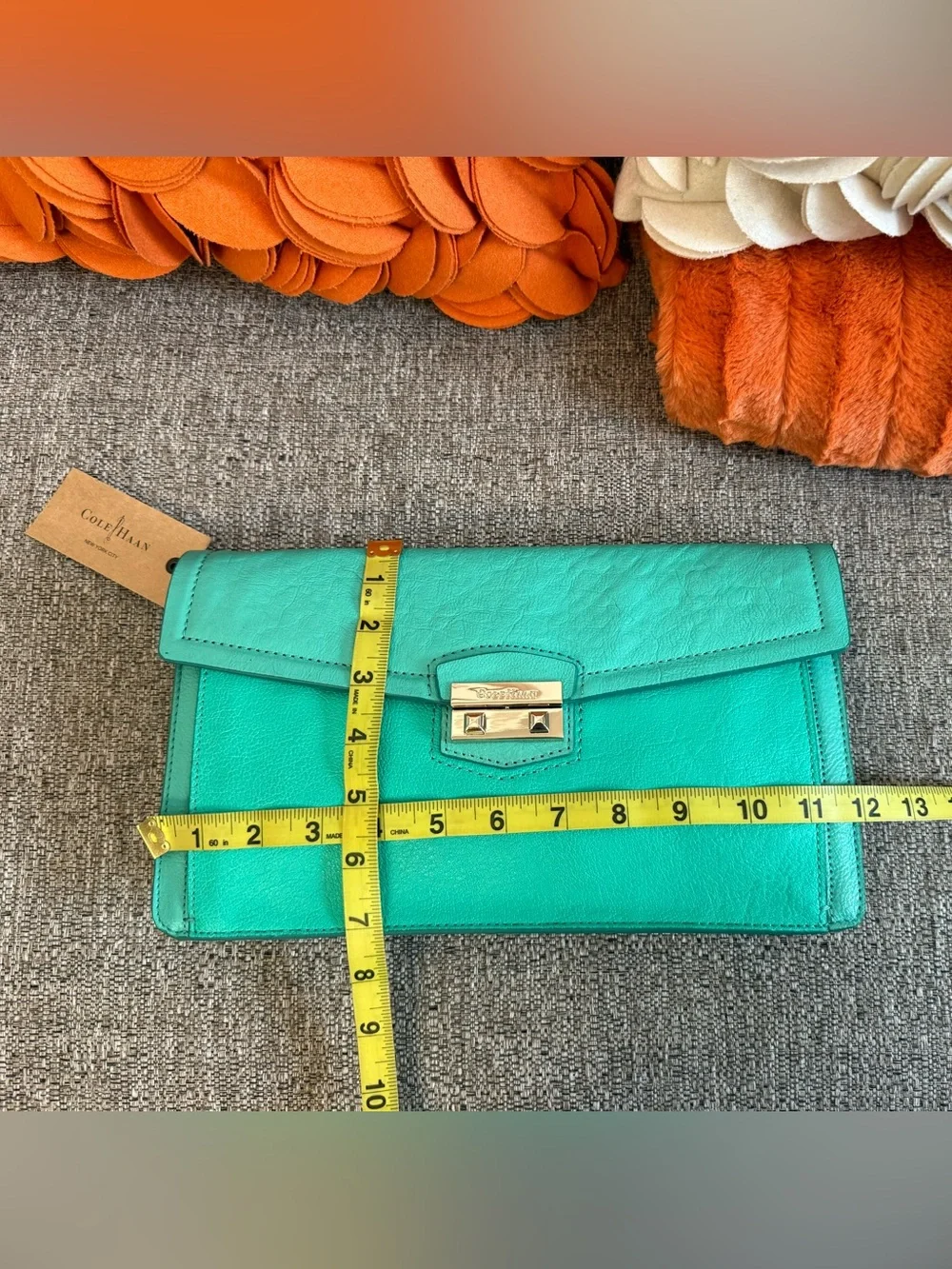 ❣️🆕Vintage Cole Haan Zoe Izzie Clutch in Green Thumb Leather $198 MSRP❣️